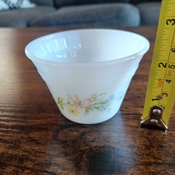 Vintage Indopal Indonesia Termocrisa Milk Glass Floral Ramekin Custard Cup X 5 - Picture 6 of 11